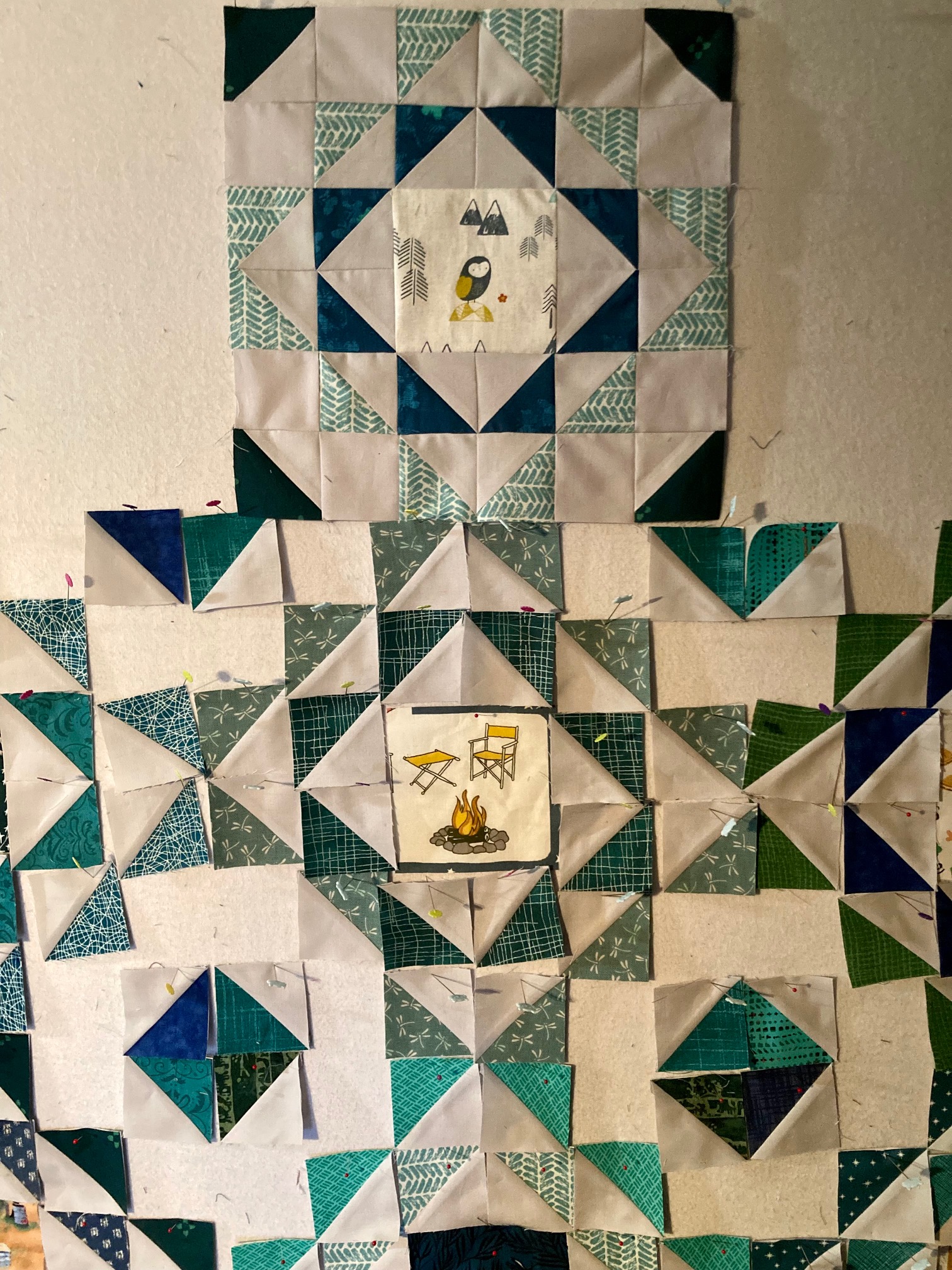 Ripples quilt first block sewn but actually block 10